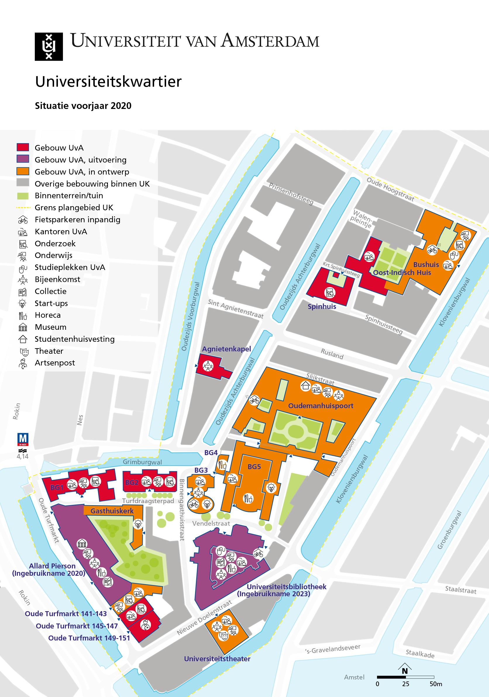 plattegrond Universiteitskwartier Amsterdam 2020